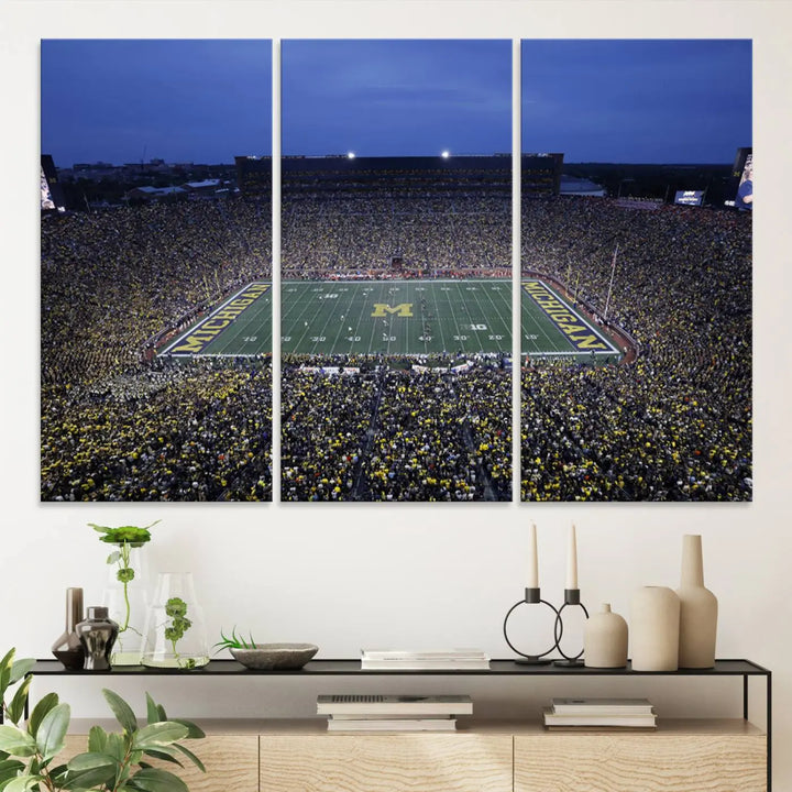 University of Michigan Wolverines Football Team Print - Ann Arbor Michigan Stadium Wall Art Canvas Print