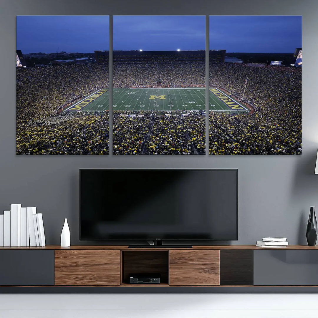 University of Michigan Wolverines Football Team Print - Ann Arbor Michigan Stadium Wall Art Canvas Print