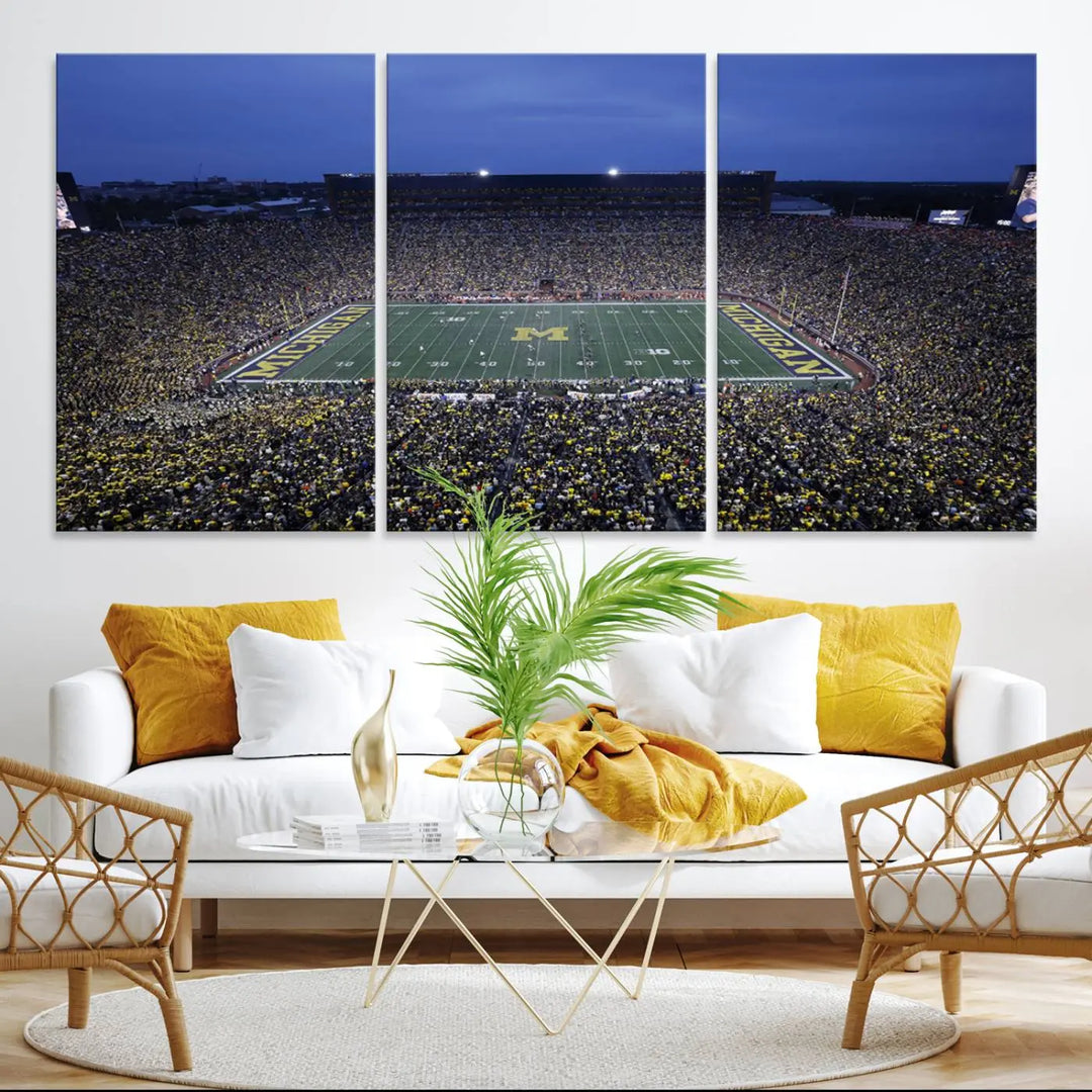 University of Michigan Wolverines Football Team Print - Ann Arbor Michigan Stadium Wall Art Canvas Print