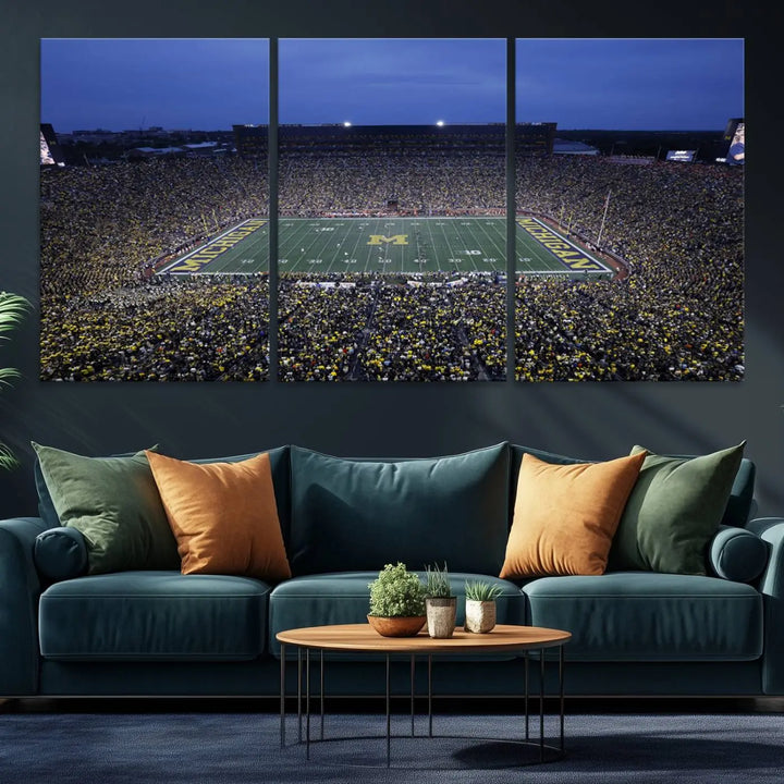 University of Michigan Wolverines Football Team Print - Ann Arbor Michigan Stadium Wall Art Canvas Print