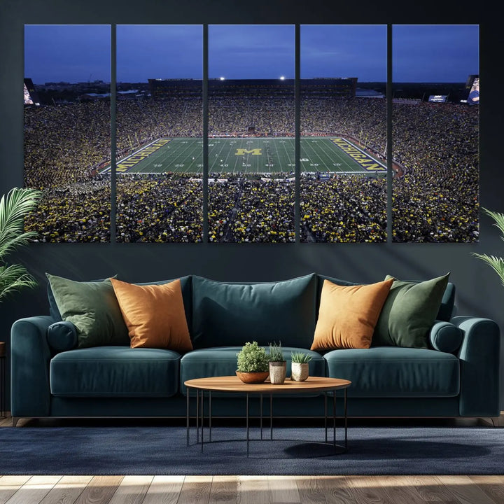 University of Michigan Wolverines Football Team Print - Ann Arbor Michigan Stadium Wall Art Canvas Print