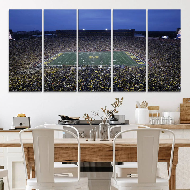 University of Michigan Wolverines Football Team Print - Ann Arbor Michigan Stadium Wall Art Canvas Print