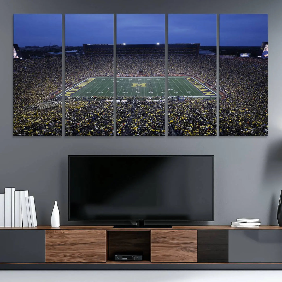 University of Michigan Wolverines Football Team Print - Ann Arbor Michigan Stadium Wall Art Canvas Print