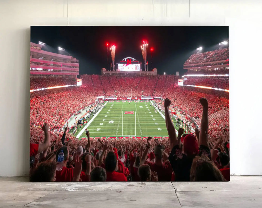 University of Nebraska Cornhuskers Football Team Print - Lincoln Memorial Stadium Wall Art Canvas Print