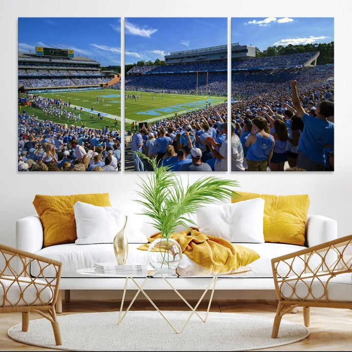 University of North Carolina Tar Heels Football Team Print - Chapel Hill Kenan Memorial Stadium Wall Art Canvas Print