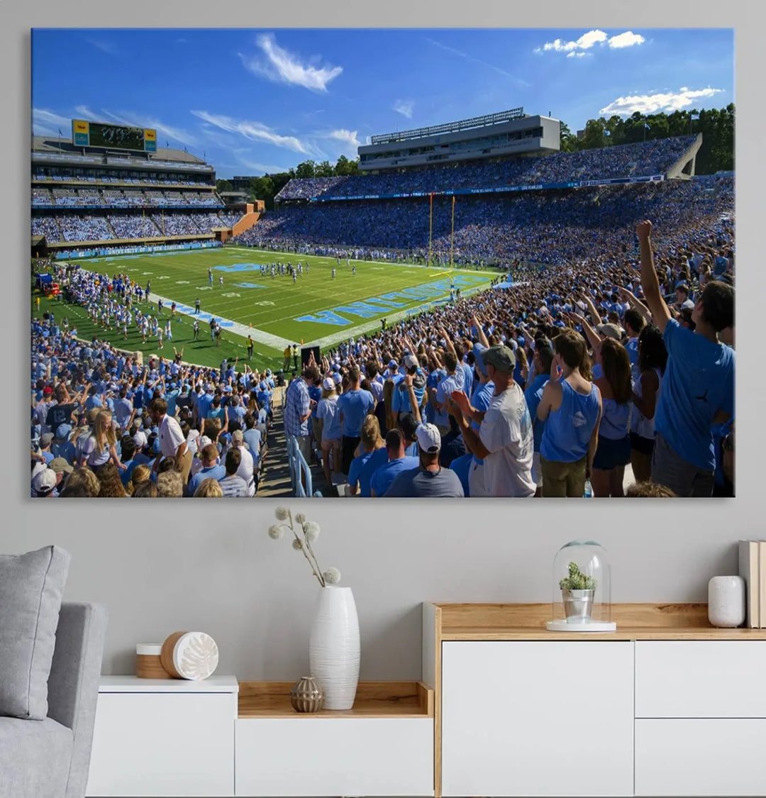 University of North Carolina Tar Heels Football Team Print - Chapel Hill Kenan Memorial Stadium Wall Art Canvas Print