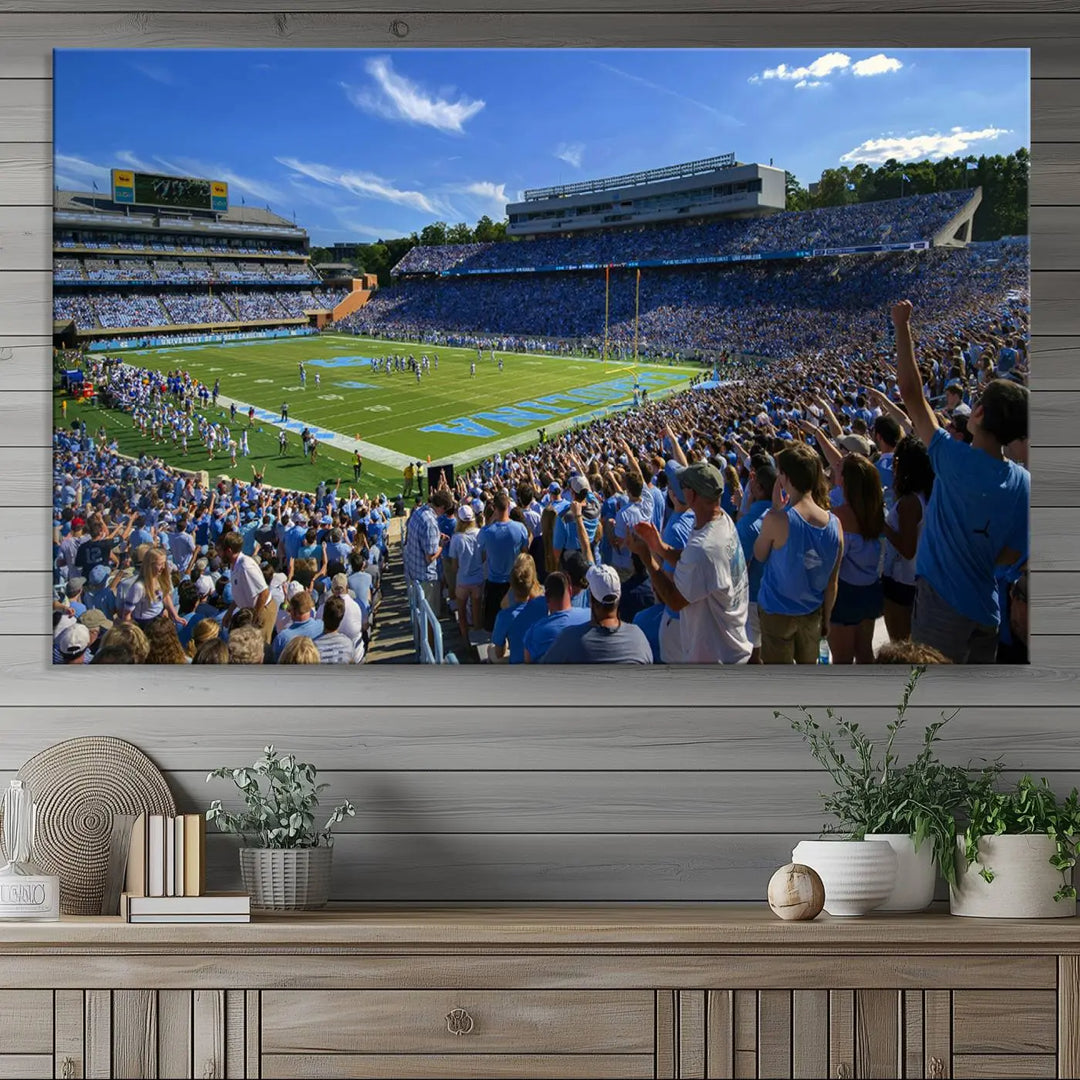 University of North Carolina Tar Heels Football Team Print - Chapel Hill Kenan Memorial Stadium Wall Art Canvas Print