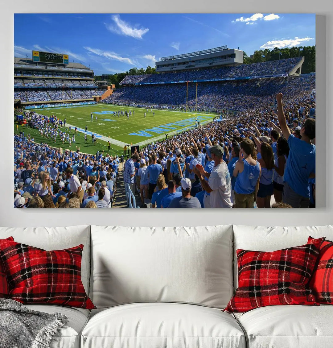 University of North Carolina Tar Heels Football Team Print - Chapel Hill Kenan Memorial Stadium Wall Art Canvas Print