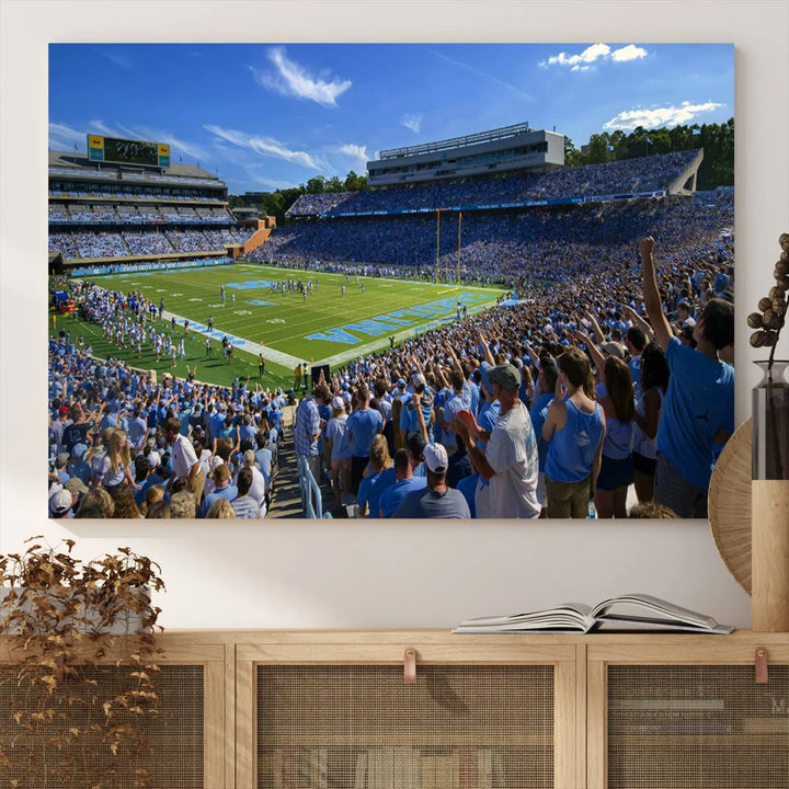 University of North Carolina Tar Heels Football Team Print - Chapel Hill Kenan Memorial Stadium Wall Art Canvas Print