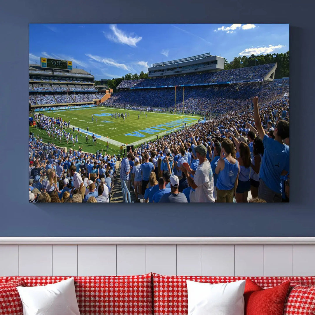 University of North Carolina Tar Heels Football Team Print - Chapel Hill Kenan Memorial Stadium Wall Art Canvas Print