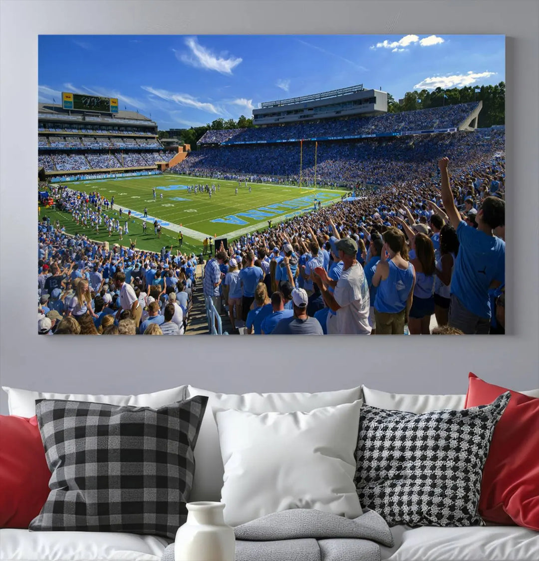 University of North Carolina Tar Heels Football Team Print - Chapel Hill Kenan Memorial Stadium Wall Art Canvas Print