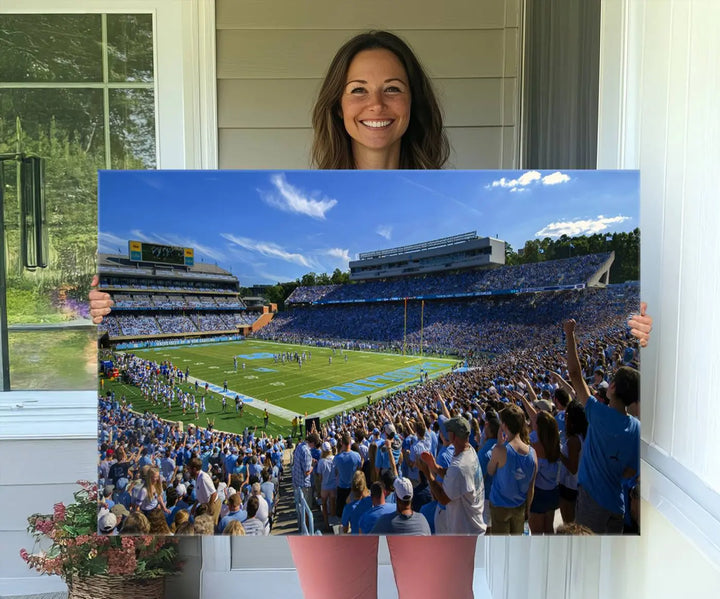 University of North Carolina Tar Heels Football Team Print - Chapel Hill Kenan Memorial Stadium Wall Art Canvas Print