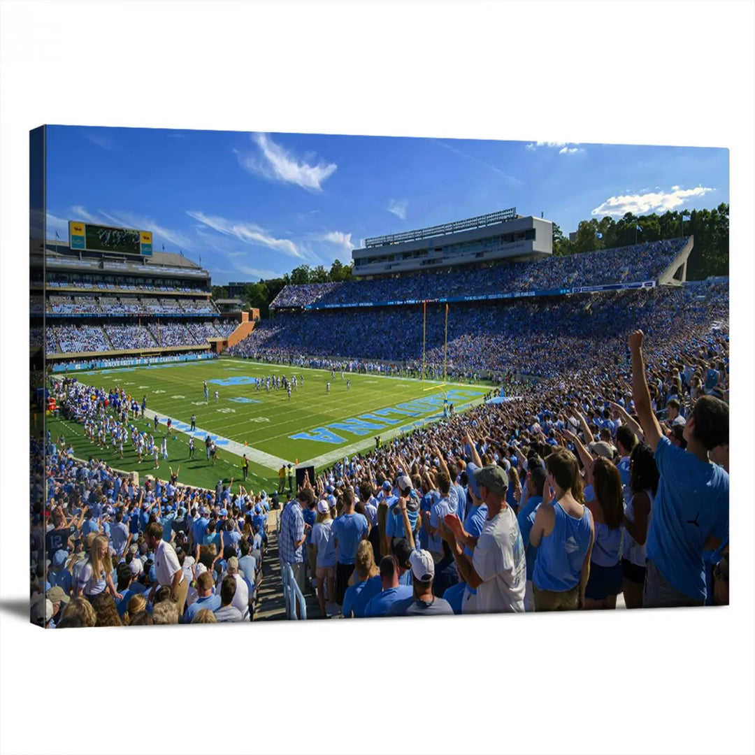 University of North Carolina Tar Heels Football Team Print - Chapel Hill Kenan Memorial Stadium Wall Art Canvas Print