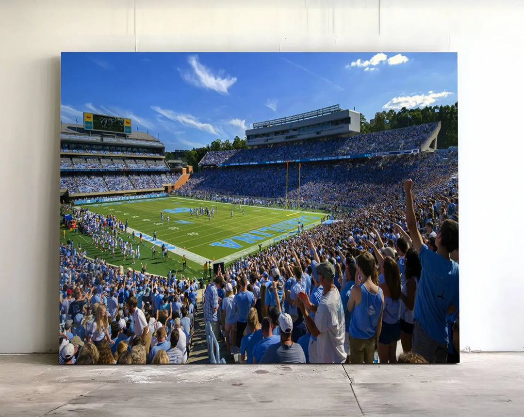 University of North Carolina Tar Heels Football Team Print - Chapel Hill Kenan Memorial Stadium Wall Art Canvas Print