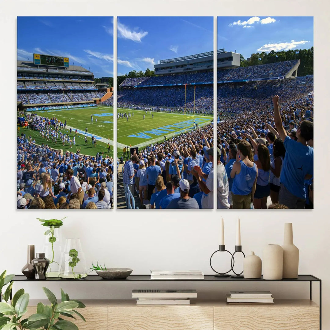 University of North Carolina Tar Heels Football Team Print - Chapel Hill Kenan Memorial Stadium Wall Art Canvas Print