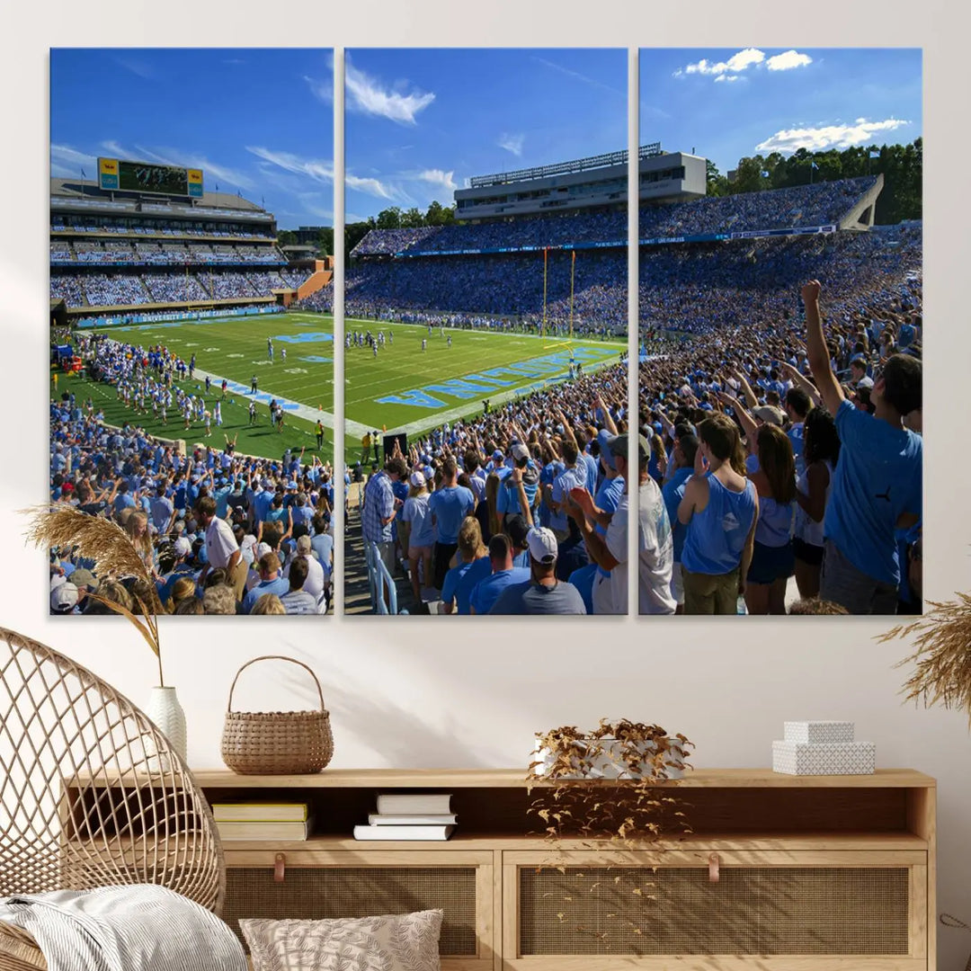 University of North Carolina Tar Heels Football Team Print - Chapel Hill Kenan Memorial Stadium Wall Art Canvas Print