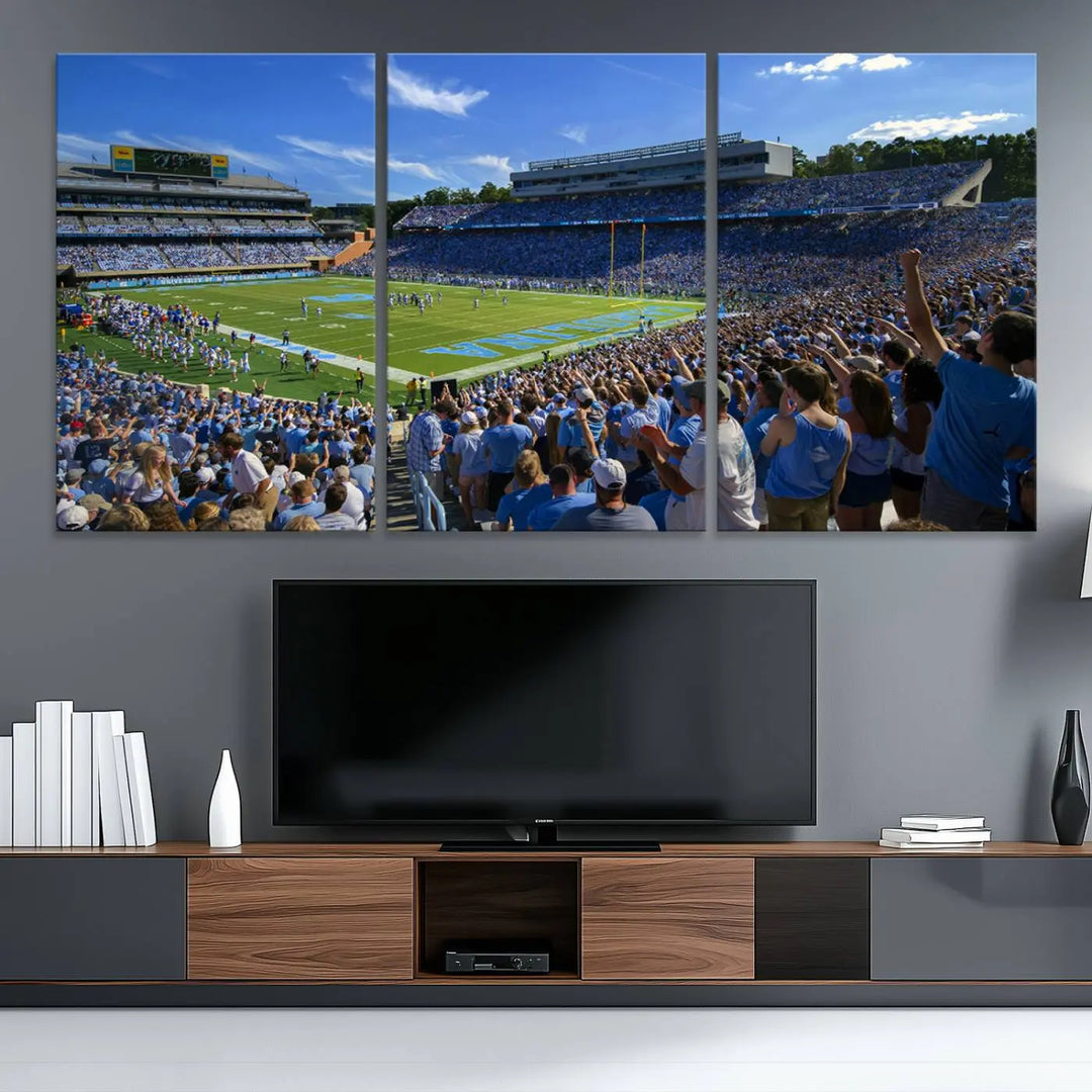 University of North Carolina Tar Heels Football Team Print - Chapel Hill Kenan Memorial Stadium Wall Art Canvas Print