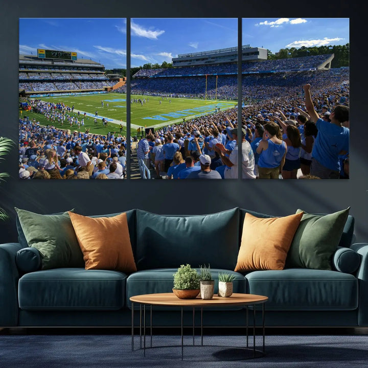 University of North Carolina Tar Heels Football Team Print - Chapel Hill Kenan Memorial Stadium Wall Art Canvas Print