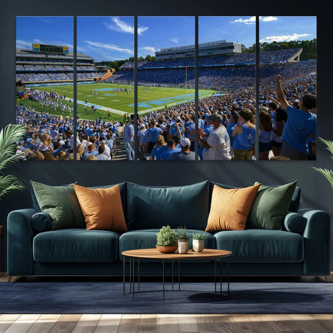 University of North Carolina Tar Heels Football Team Print - Chapel Hill Kenan Memorial Stadium Wall Art Canvas Print