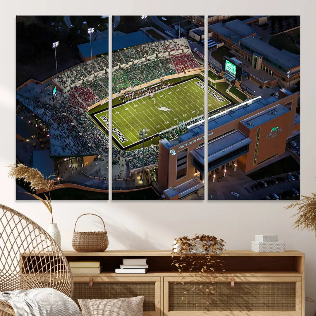 University of North Texas Mean Green Football Team Print - Denton DATCU Stadium Wall Art Canvas Print