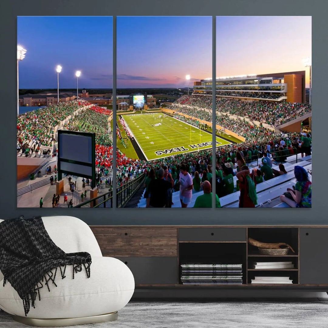 University of North Texas Mean Green Football Team Print - Denton DATCU Stadium Wall Art Canvas Print