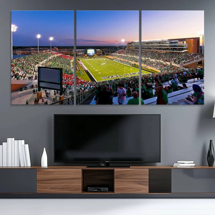 University of North Texas Mean Green Football Team Print - Denton DATCU Stadium Wall Art Canvas Print