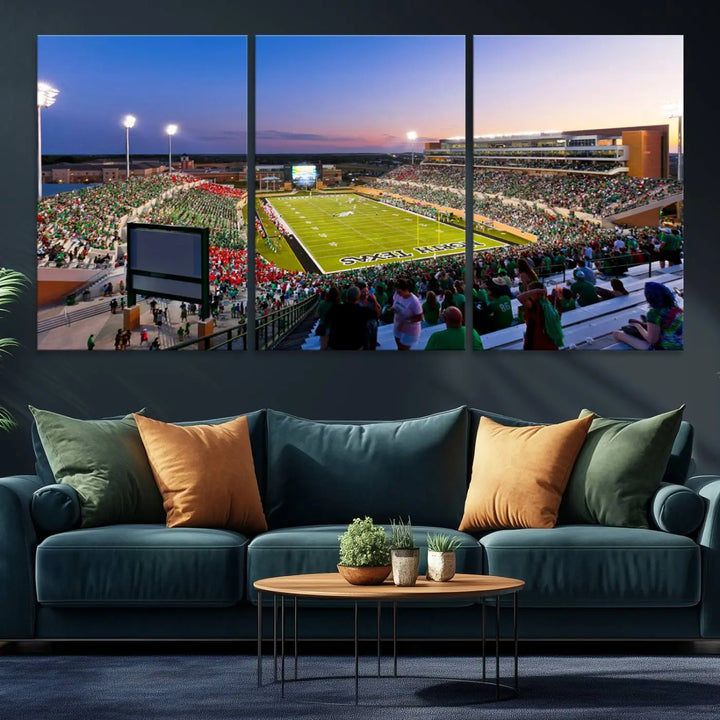 University of North Texas Mean Green Football Team Print - Denton DATCU Stadium Wall Art Canvas Print