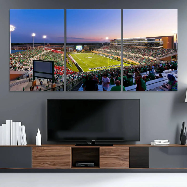 University of North Texas Mean Green Football Team Print - Denton DATCU Stadium Wall Art Canvas Print