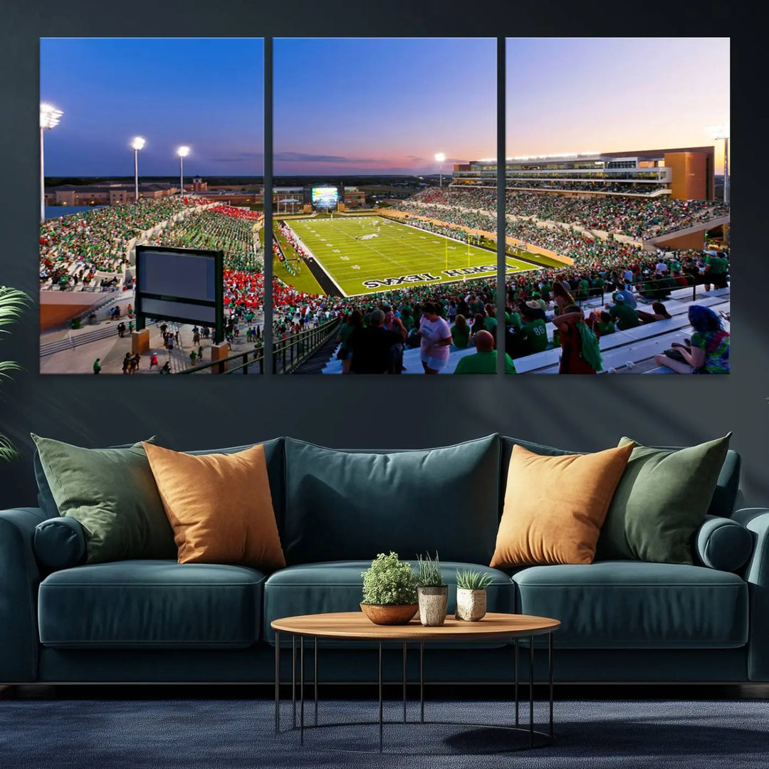 University of North Texas Mean Green Football Team Print - Denton DATCU Stadium Wall Art Canvas Print