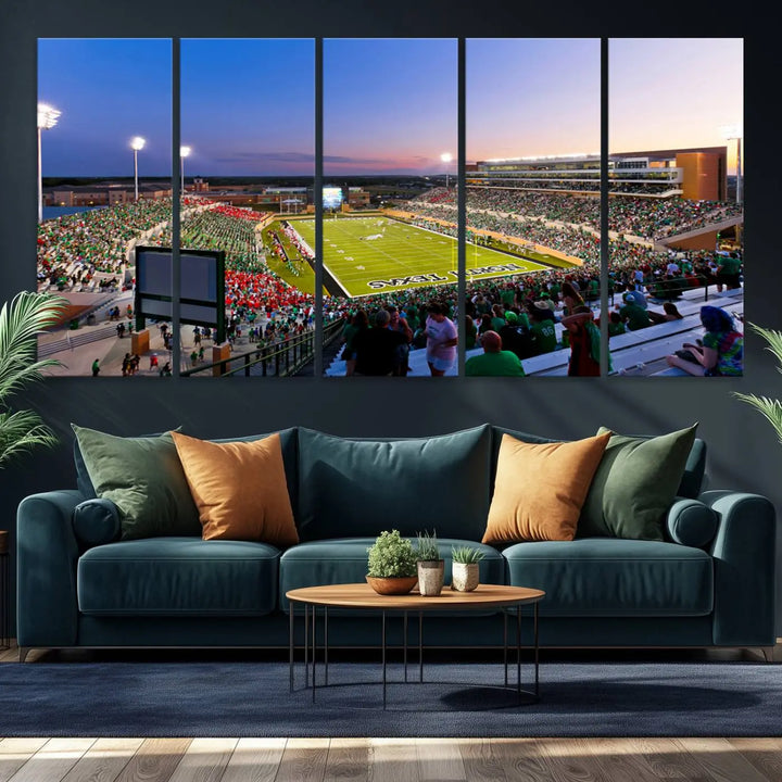 University of North Texas Mean Green Football Team Print - Denton DATCU Stadium Wall Art Canvas Print