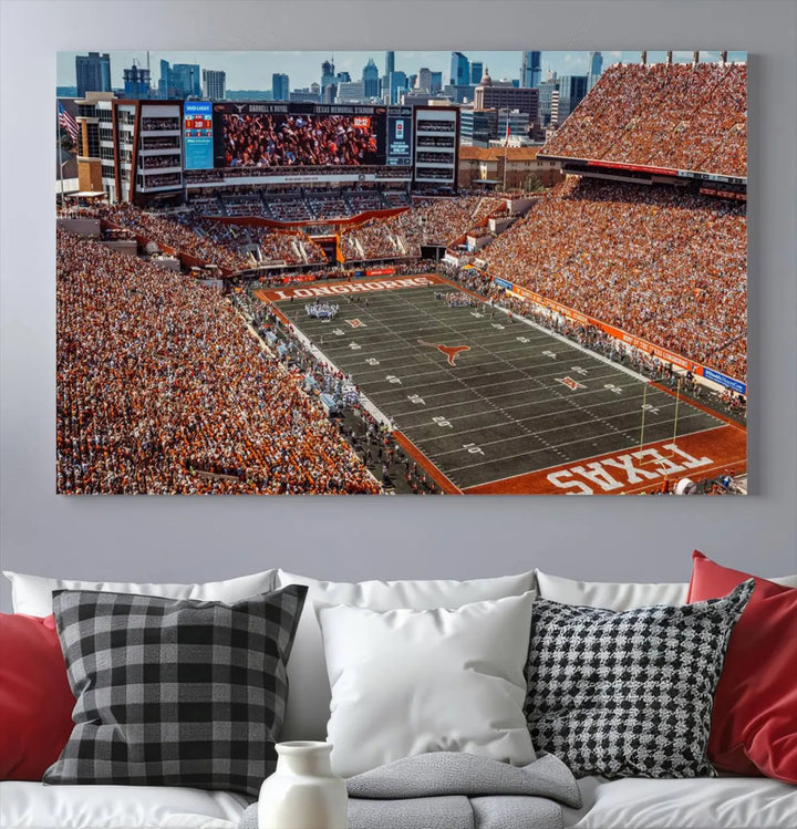 University of Texas Longhorns Football Team Print - Austin Darrell K Royal-Texas Memorial Stadium Wall Art Canvas Print