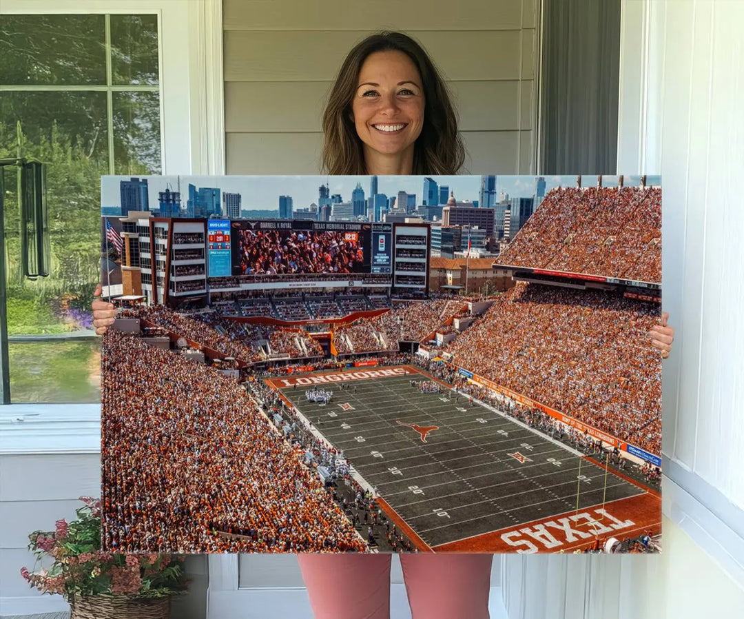 University of Texas Longhorns Football Team Print - Austin Darrell K Royal-Texas Memorial Stadium Wall Art Canvas Print