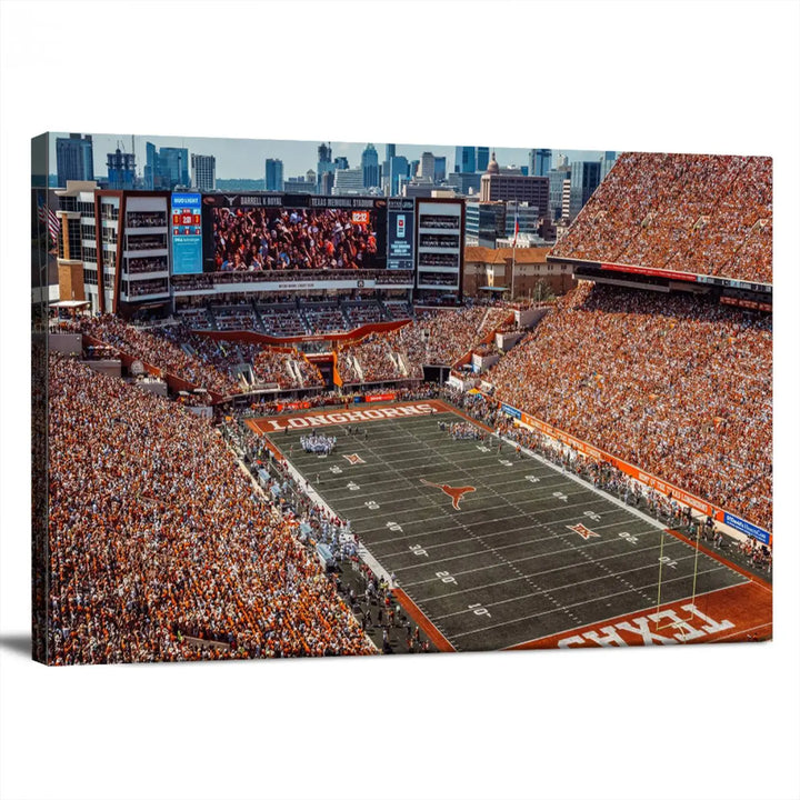 University of Texas Longhorns Football Team Print - Austin Darrell K Royal-Texas Memorial Stadium Wall Art Canvas Print