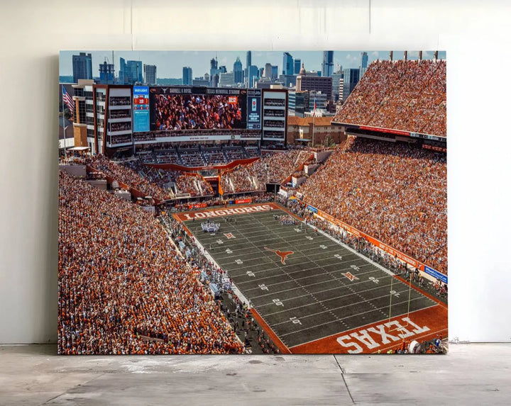 University of Texas Longhorns Football Team Print - Austin Darrell K Royal-Texas Memorial Stadium Wall Art Canvas Print