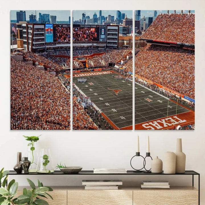 University of Texas Longhorns Football Team Print - Austin Darrell K Royal-Texas Memorial Stadium Wall Art Canvas Print