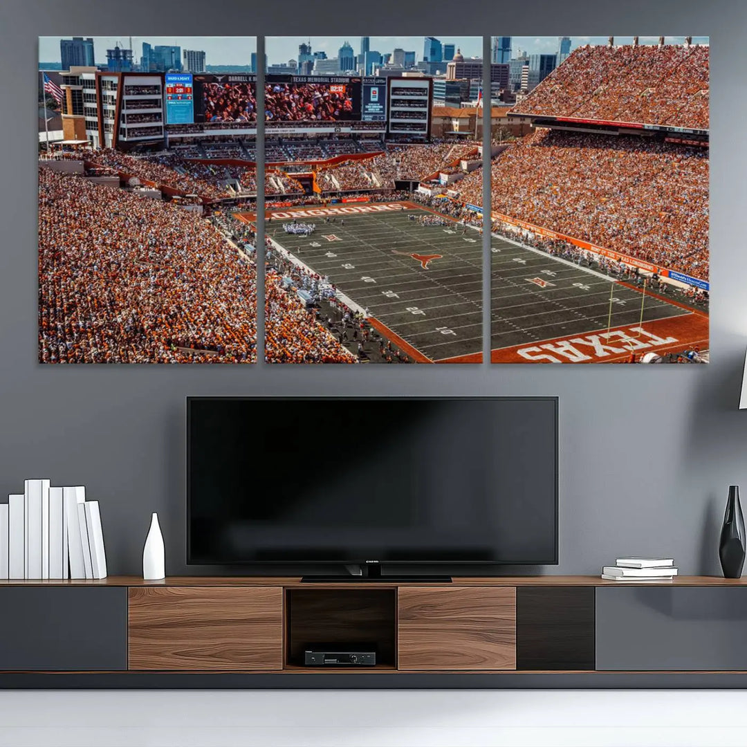 University of Texas Longhorns Football Team Print - Austin Darrell K Royal-Texas Memorial Stadium Wall Art Canvas Print