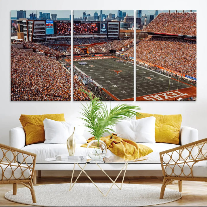 University of Texas Longhorns Football Team Print - Austin Darrell K Royal-Texas Memorial Stadium Wall Art Canvas Print