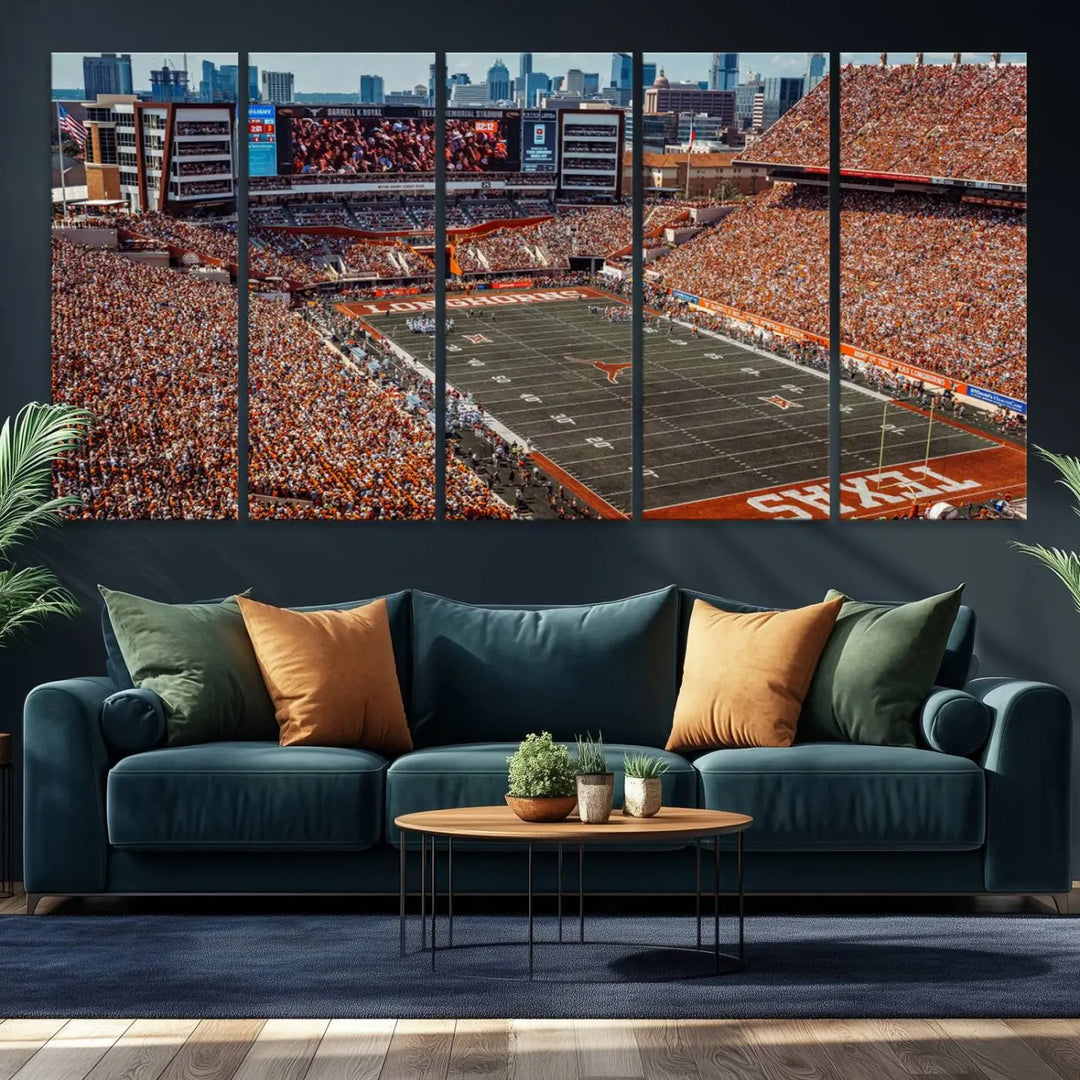 University of Texas Longhorns Football Team Print - Austin Darrell K Royal-Texas Memorial Stadium Wall Art Canvas Print