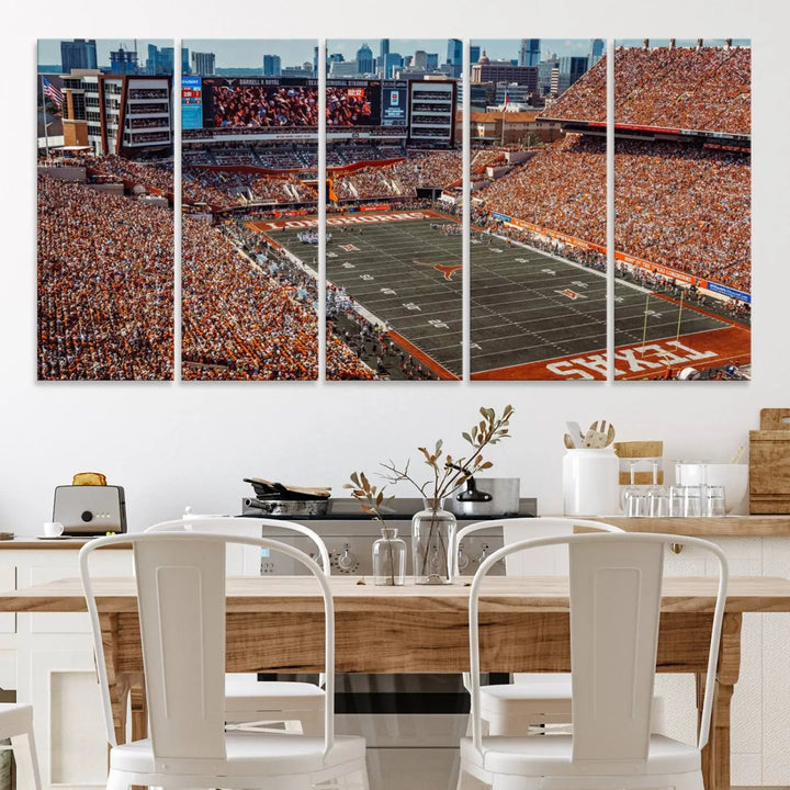 University of Texas Longhorns Football Team Print - Austin Darrell K Royal-Texas Memorial Stadium Wall Art Canvas Print