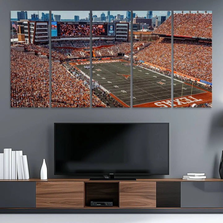 University of Texas Longhorns Football Team Print - Austin Darrell K Royal-Texas Memorial Stadium Wall Art Canvas Print