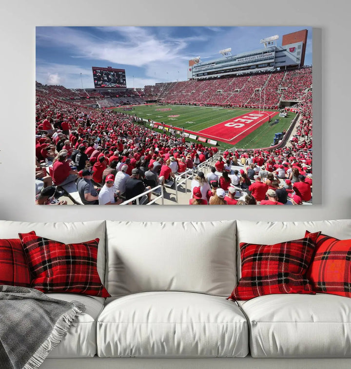 Utah Utes Football Team Print - Salt Lake City Rice-Eccles Stadium Wall Art Canvas Print