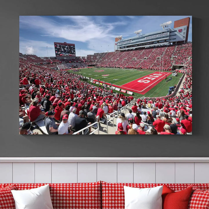 Utah Utes Football Team Print - Salt Lake City Rice-Eccles Stadium Wall Art Canvas Print