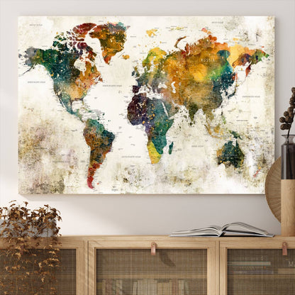39605-MGV-CV-36X24-Vintage World Map Canvas Wall Art | 3-Panel Antique Map Decor for Living Room, Decor Wall Art