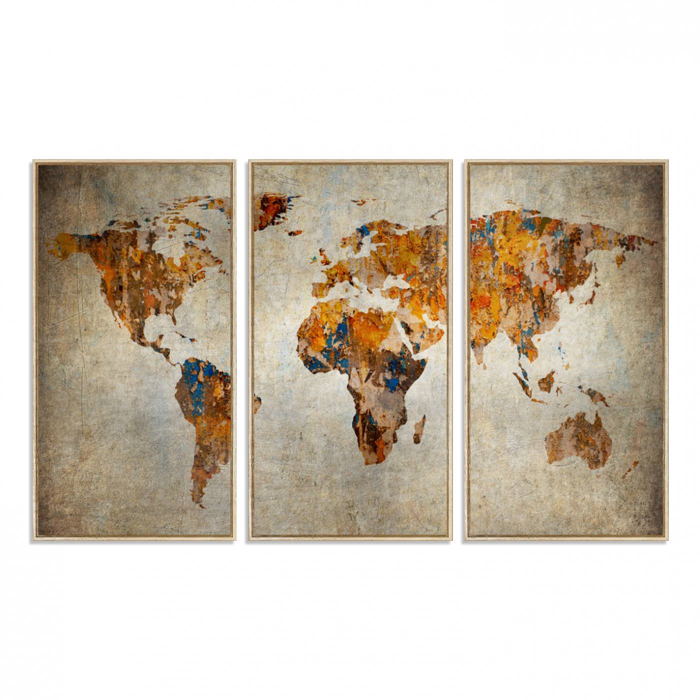 59464-MGV-FC-48X32-3P_Natural-Vintage World Map World Map Canvas Print