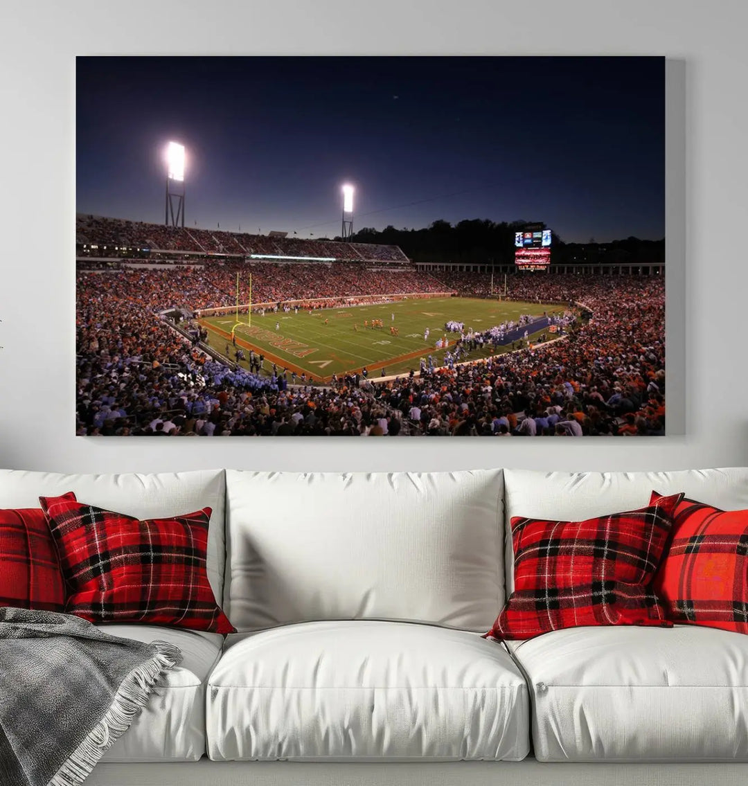 Virginia Cavaliers Football Team Print - Charlottesville Scott Stadium Wall Art Canvas Print