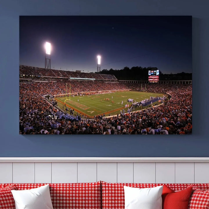 Virginia Cavaliers Football Team Print - Charlottesville Scott Stadium Wall Art Canvas Print