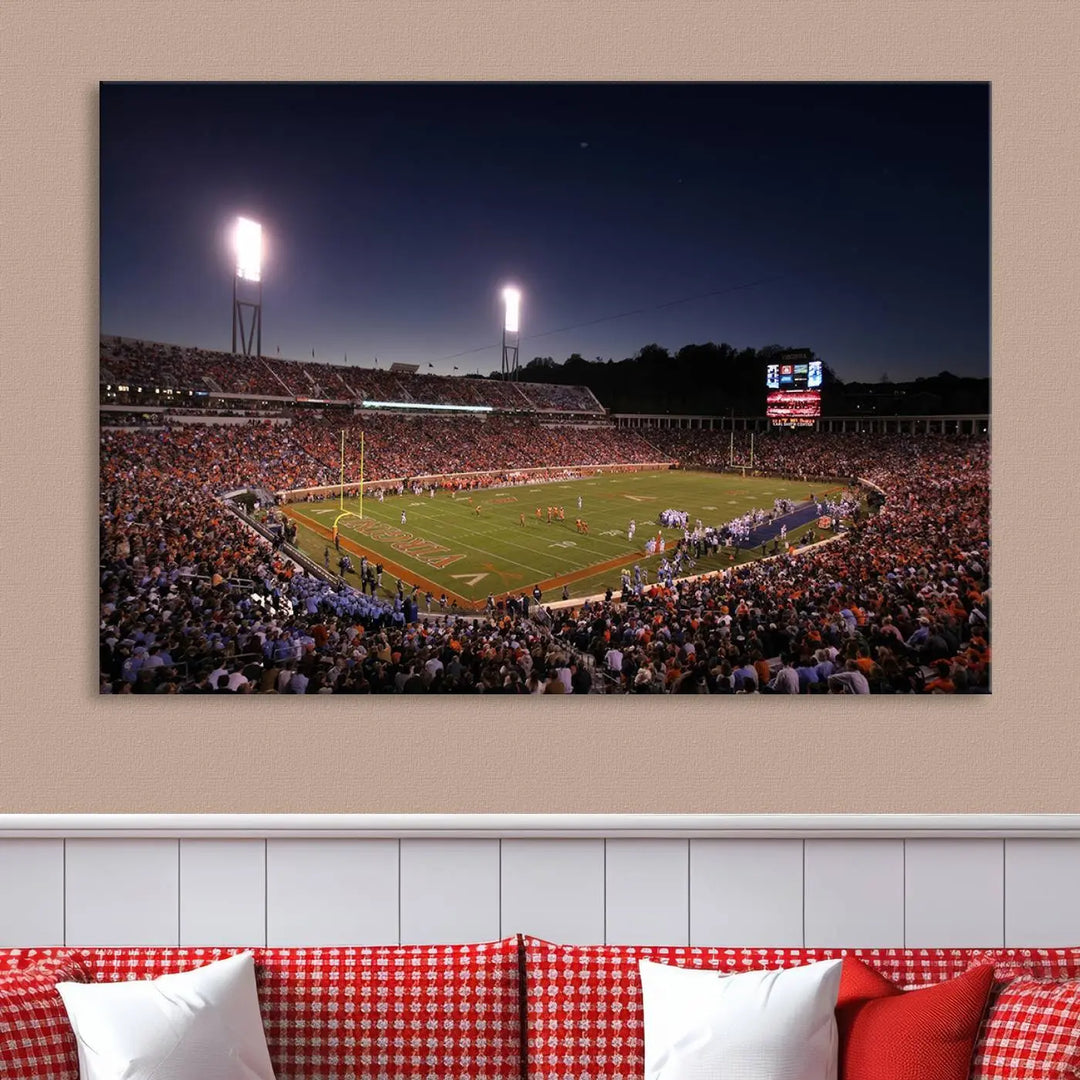 Virginia Cavaliers Football Team Print - Charlottesville Scott Stadium Wall Art Canvas Print