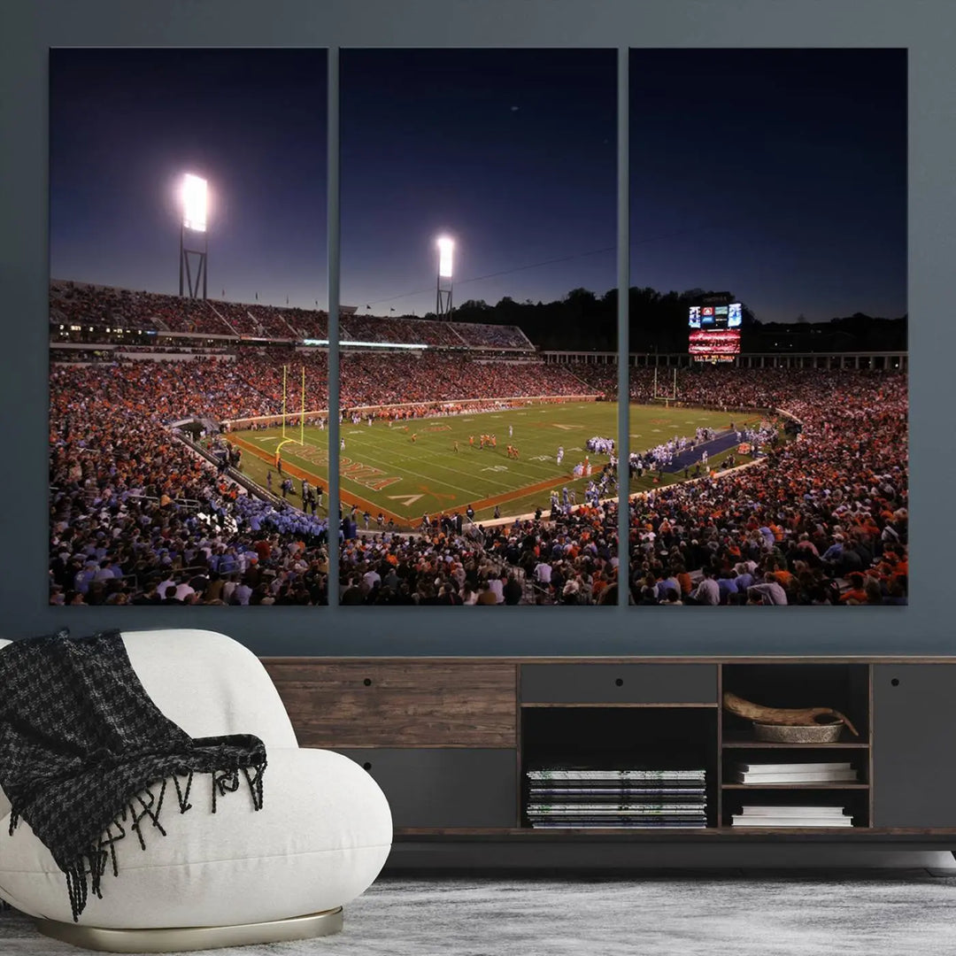 Virginia Cavaliers Football Team Print - Charlottesville Scott Stadium Wall Art Canvas Print