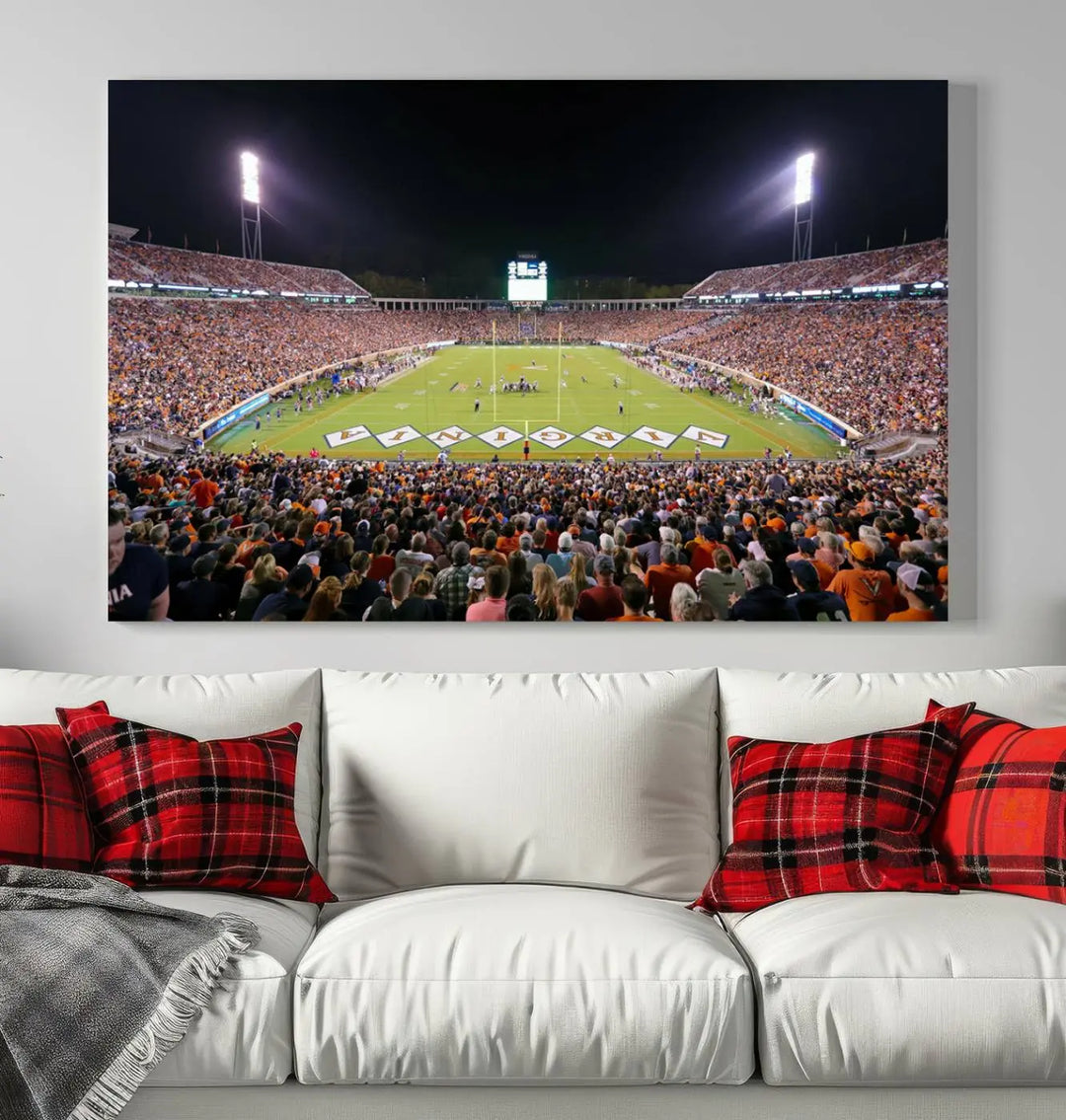 Virginia Cavaliers Football Team Print - Charlottesville Scott Stadium Wall Art Canvas Print