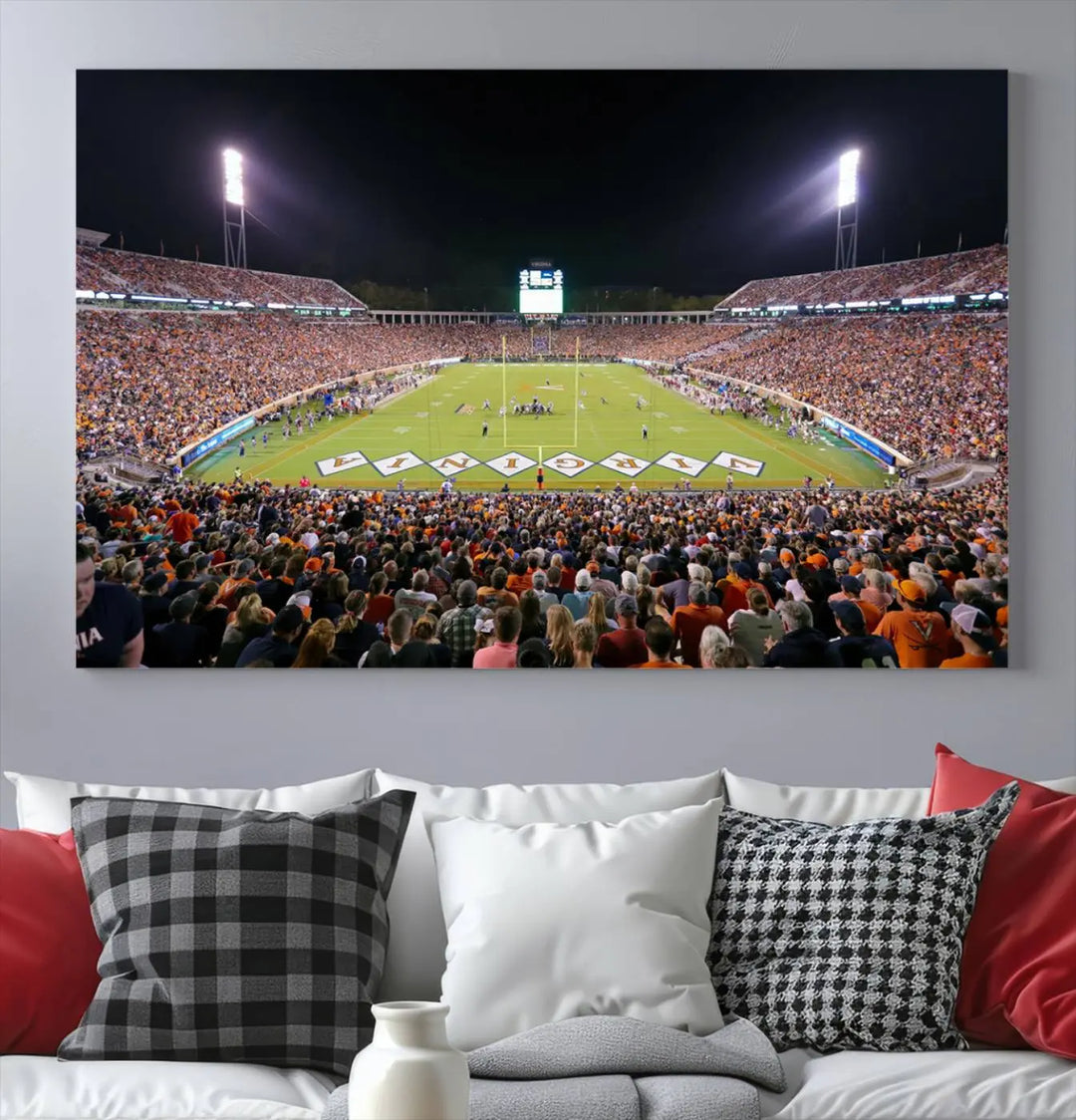 Virginia Cavaliers Football Team Print - Charlottesville Scott Stadium Wall Art Canvas Print